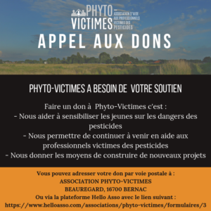 Phyto-Victimes lance sa campagne de dons pour la fin de l’année 2018 !